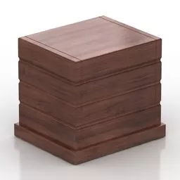 Brown Wood Nightstand 3d model