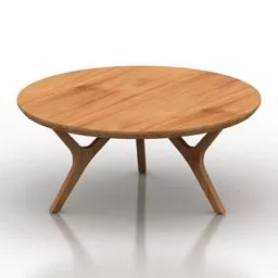 Wooden Round Coffee Table Mesa 3d model