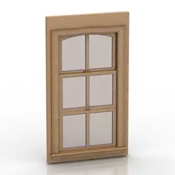 Rectangle Wooden Glass Window 3d model
