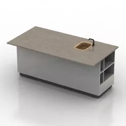 Kitchen Island Table With Sink 3d model