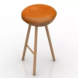 Bar Chair Wooden Top 3d model