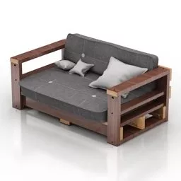Sofa Loft Wooden Frame 3d model