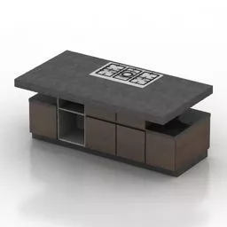 Kitchen Marble Table Island 3d model