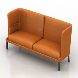 Two Seats Sofa High Back 3d model