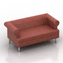 Leather Couch Two Seats 3d model