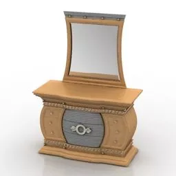 Dressing Table With Foldable Mirror 3d model