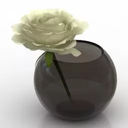 Rose Vase Pot With Reflection 3d model