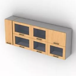 Locker Kitchen Cabinet Glass Doors 3d model