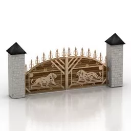 Medieval Defense Building Gate Fence 3d model