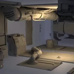 Hangar Satellite Scene 3d model