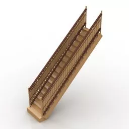 Classic Wooden Stair 3d model