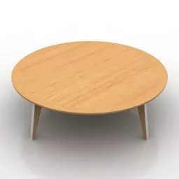 Round Wooden Table Furniture 3d model