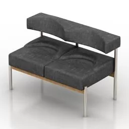 Black 2 Seats Sofa Plaza 3d model
