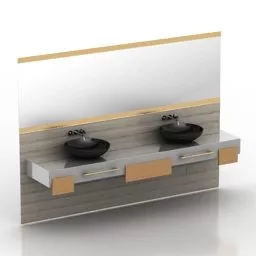 Wash Bathroom Double Sink 3d model