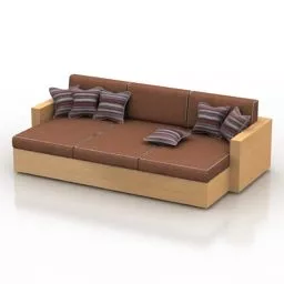 Brown Leather Sofa Bed 3d model