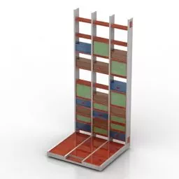 Curved Bookshelf Rack With Under Cabinet 3d model
