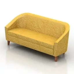Yellow Fabric Sofa 3 Seats 3d model