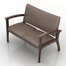 Wood Frame Sofa 2 Seats 3d model