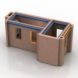 Building House Part With Chimney 3d model