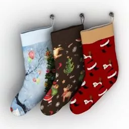 Colorful Christmas Boots 3d model