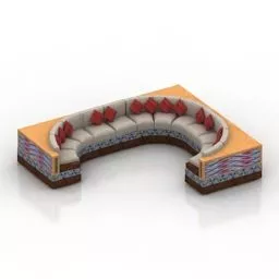 Sofa C Shapes Islamic Design 3d model