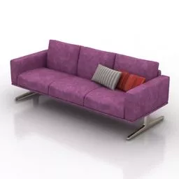 Leather Couch Two Seats 3d model