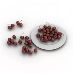 Fruit Cherries On Dish 3d model Fruit Cherries On Dish 3d model
