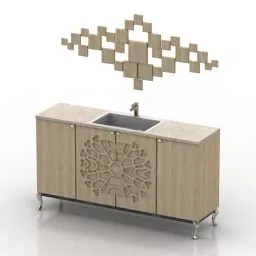 Sink Wall Mounted With Mirror 3d model