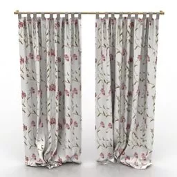 Floral Pattern Home Curtain 3d model