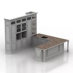 Home Antique Kitchen With Full Cabinet 3d model