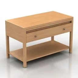 Bedside Table Wooden Drawers 3d model