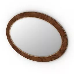 Round Mirror Wood Frame Decor 3d model