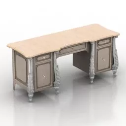 Bedroom Dressing Table With Rectangular Mirror 3d model