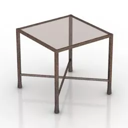 Glass Square Table Metal Frame 3d model