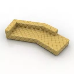 Yellow Leather Sofa Capitone Design 3d model