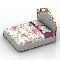 Double Bed Classic Back Decoration 3d model
