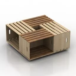 Wooden Table Louver Style Decoration 3d model