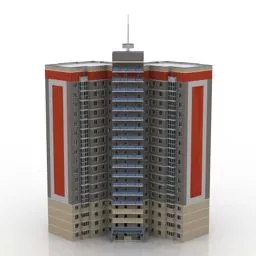 Brick Apartment Building 3d model