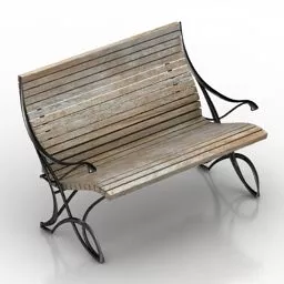 Old Street Bench 3d model