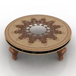 Asian Round Table Wooden Antique 3d model