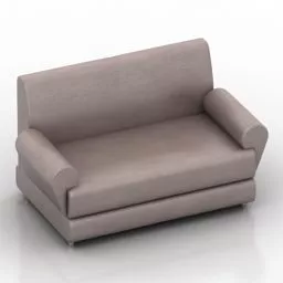 Loveseat Sofa Brown Fabric 3d model