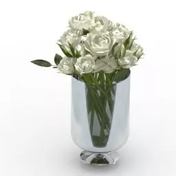 Glass Vase White Rose Flowers 3d model