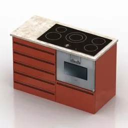 Table Kitchen With Oven 3d model