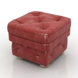 Orange Leather Seat Ottoman 3d model