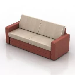 Sofa 2 Seats Orange Fabric 3d model