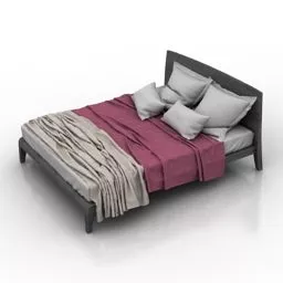 Double Bed With Blanket Furniture 3d model