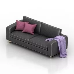 Black Leather Sofa Furniture 3d model