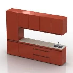 Kitchen Cabinet Orange Paint 3d model