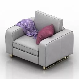 Fabric Armchair With Pillow 3d model