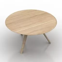 Round Solid Wooden Table 3d model